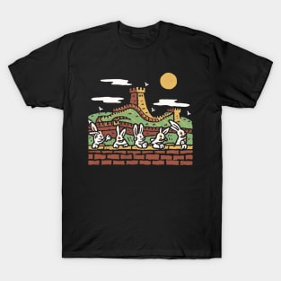 The Great Wall Rabbit Hare-race, Chinese Cartoon Style T-Shirt